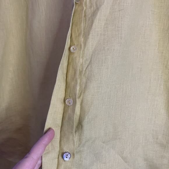 Urban Haus Women’s Size S Linen Shirt, Long Sleeve Button Down, Ochre Yellow - Picture 9 of 9